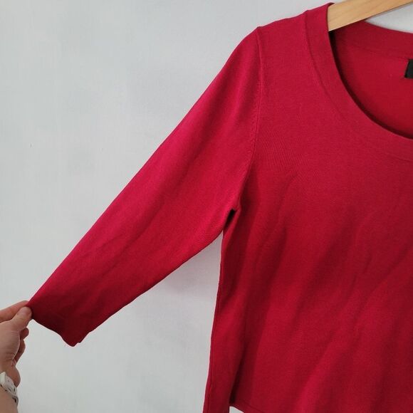August Silk Magenta Knit Sweater 3/4 Sleeves Small - Picture 3 of 5